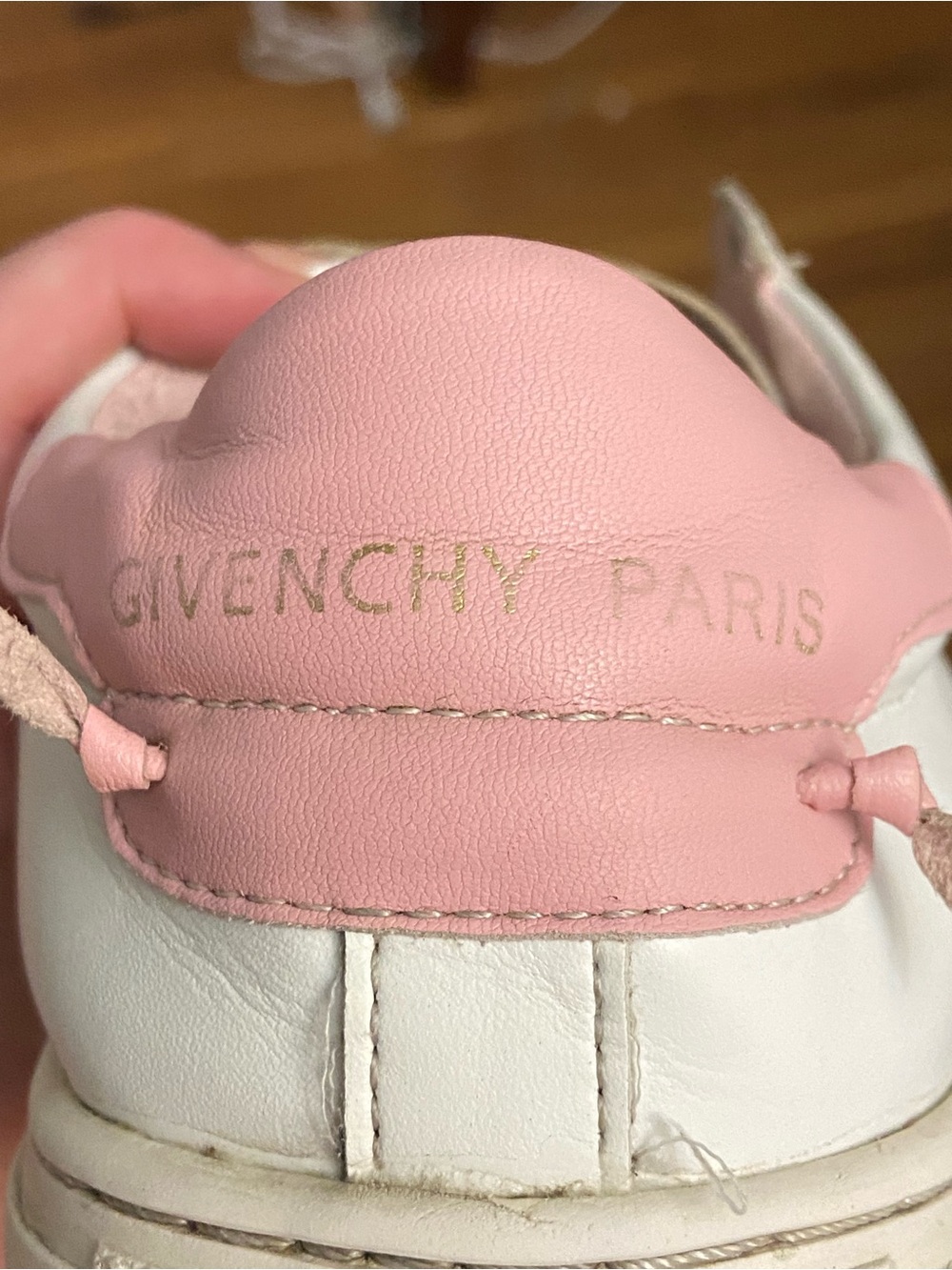 Givenchy White & Pink Calf Skin Leather Sneakers Urban Street Knots Size 7 - Picture 11 of 14